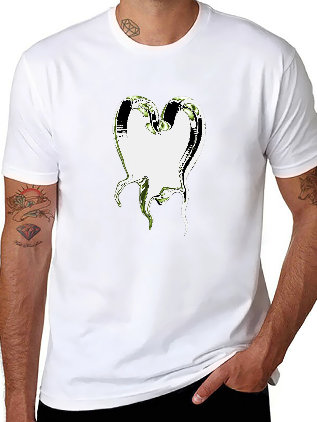 Abstract Heart Graphic T-Shirt - Black Cotton Tee