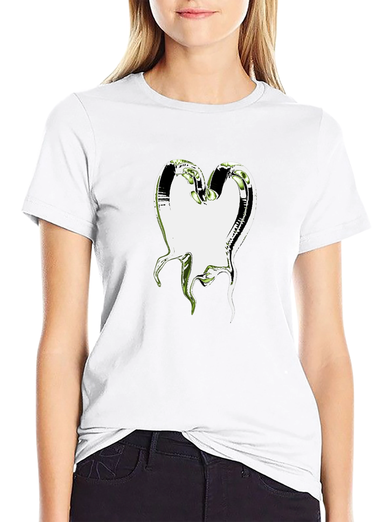 Abstract Heart Graphic T-Shirt - Black Cotton Tee