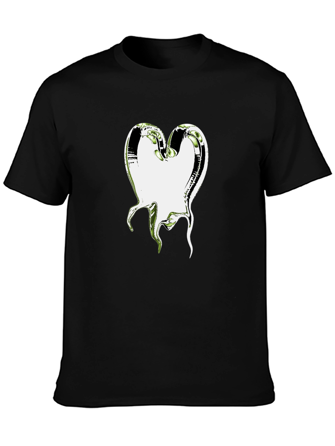 Abstract Heart Graphic T-Shirt - Black Cotton Tee