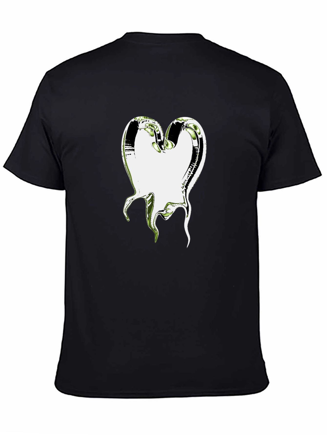 Abstract Heart Graphic T-Shirt - Black Cotton Tee