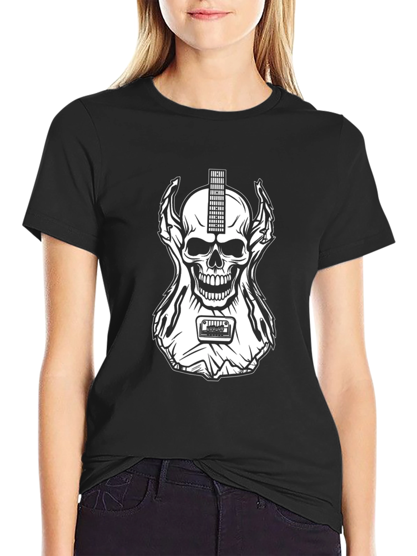 Skull Guitar Graphic T-Shirt - Rocker Style