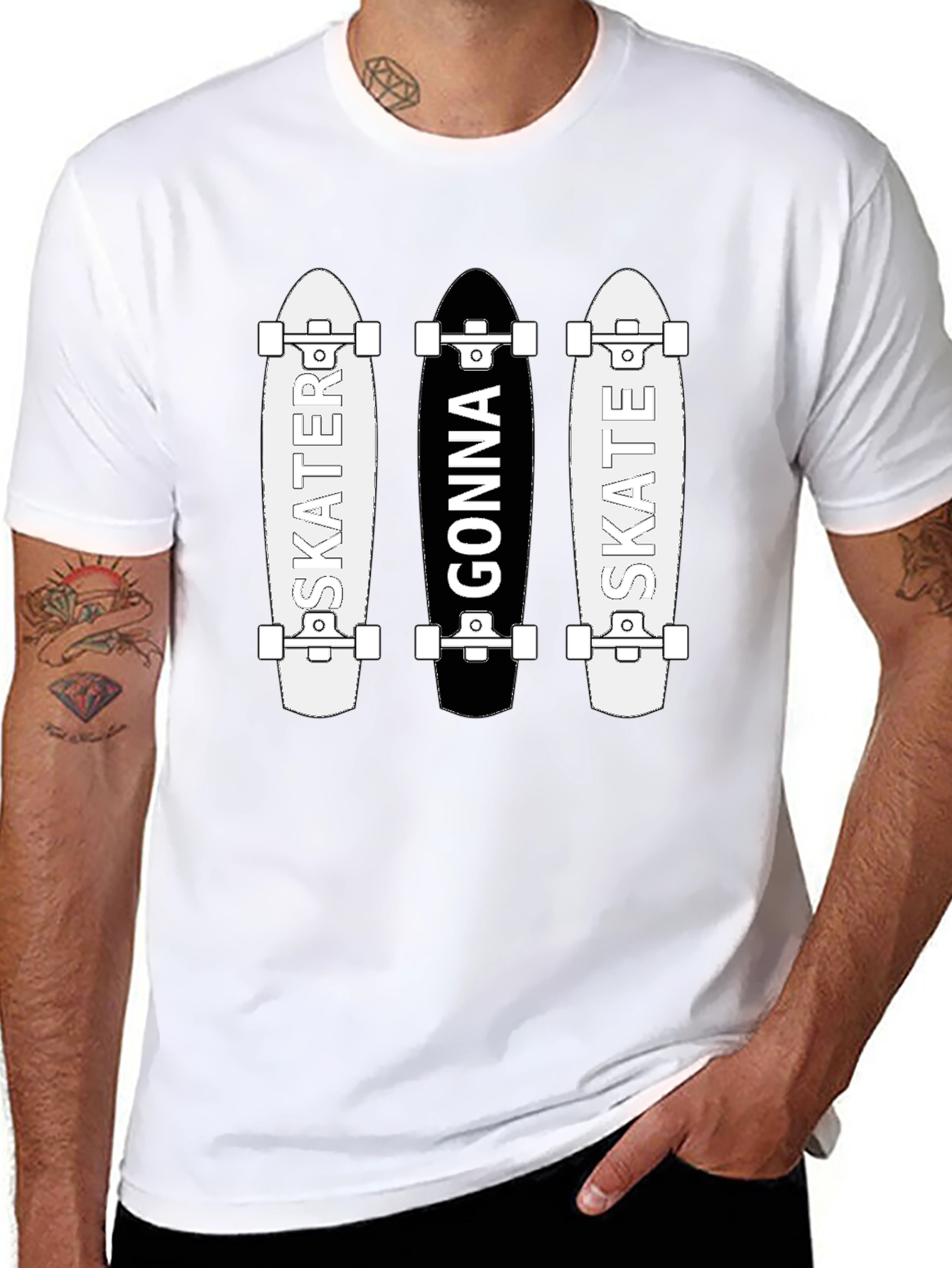 Skater Gonna Skate Graphic Tee - Black Cotton T-Shirt