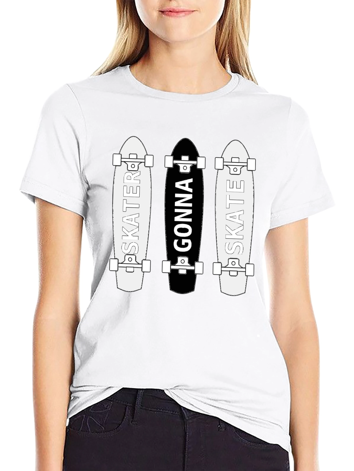 Skater Gonna Skate Graphic Tee - Black Cotton T-Shirt