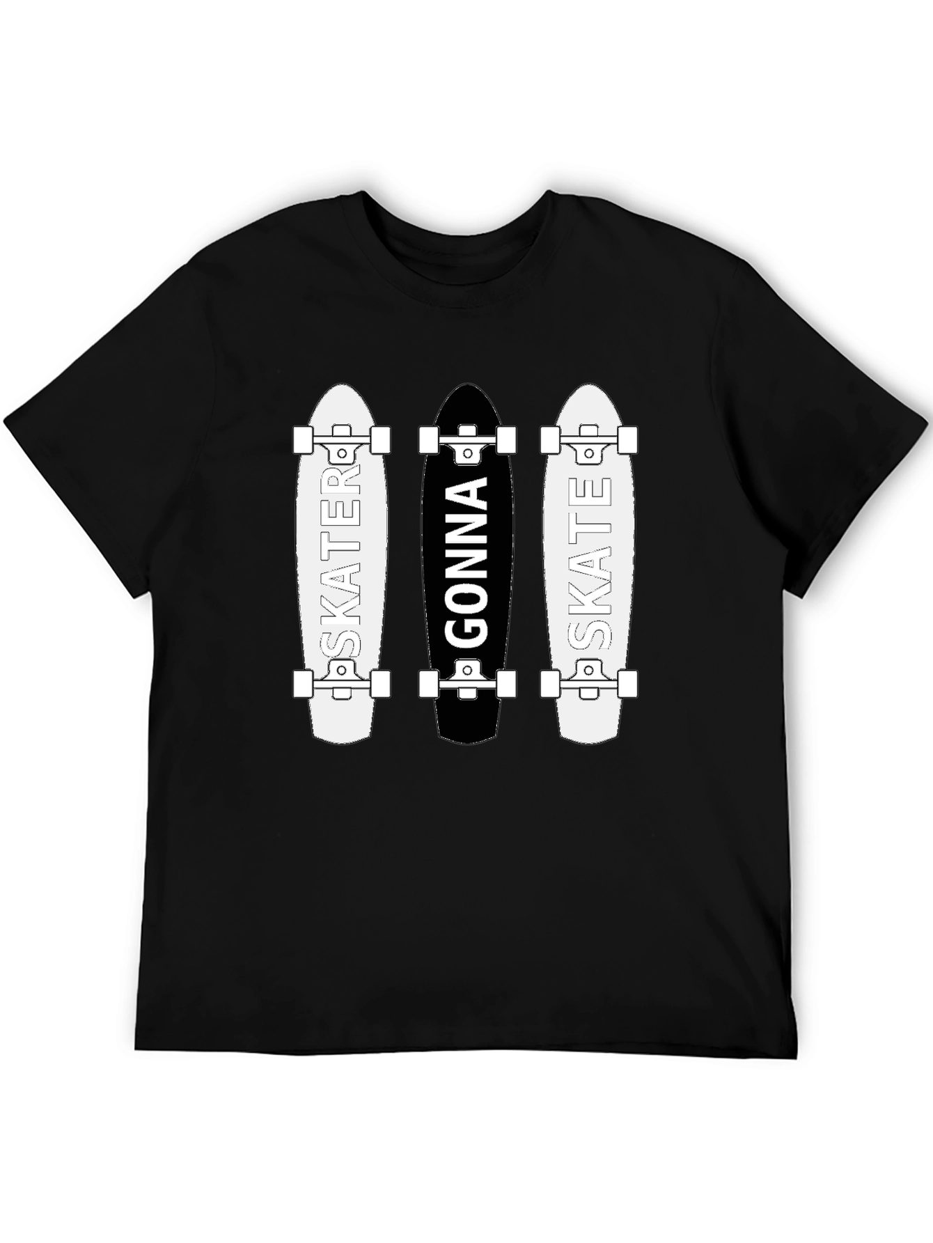 Skater Gonna Skate Graphic Tee - Black Cotton T-Shirt