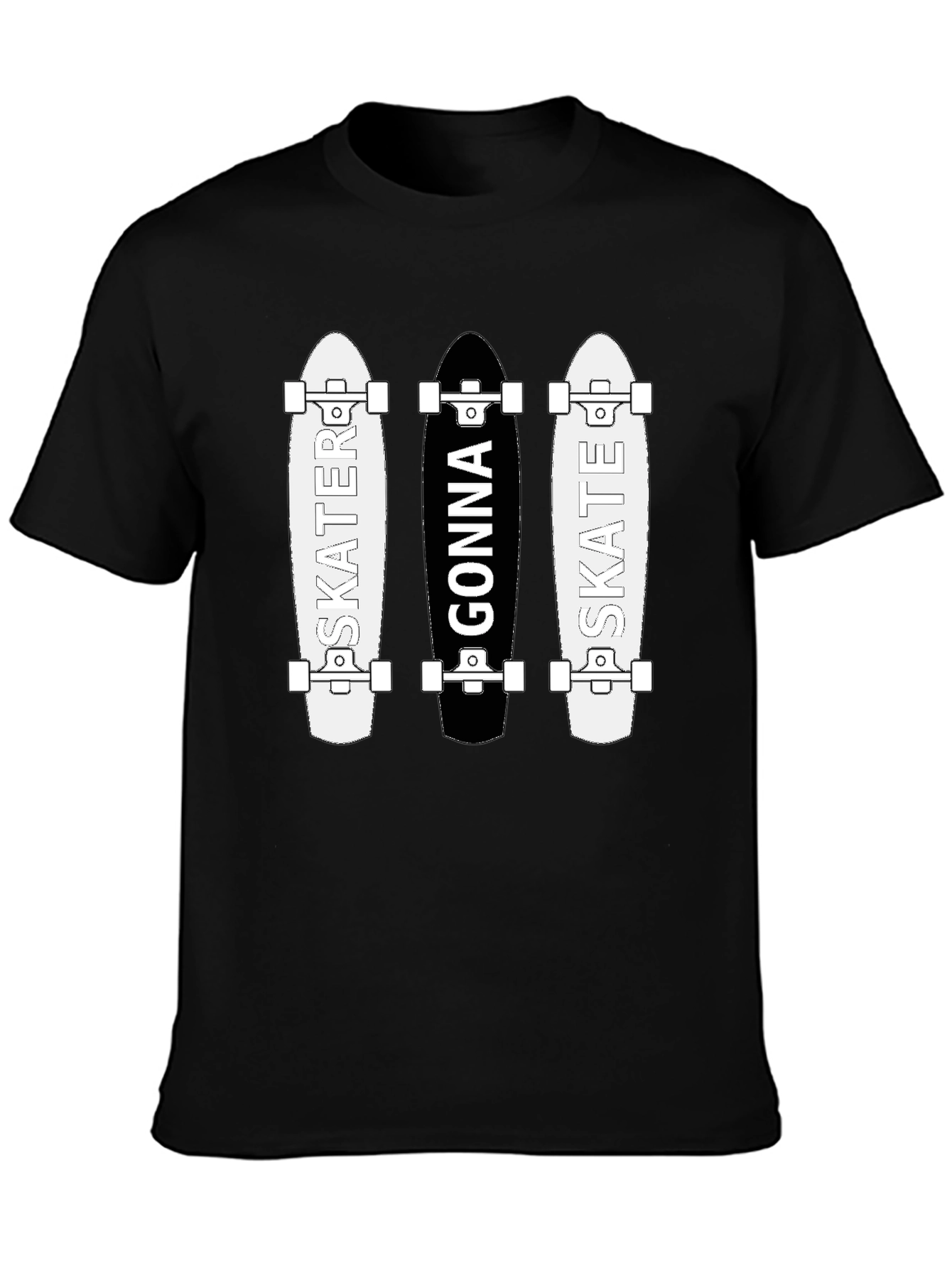 Skater Gonna Skate Graphic Tee - Black Cotton T-Shirt