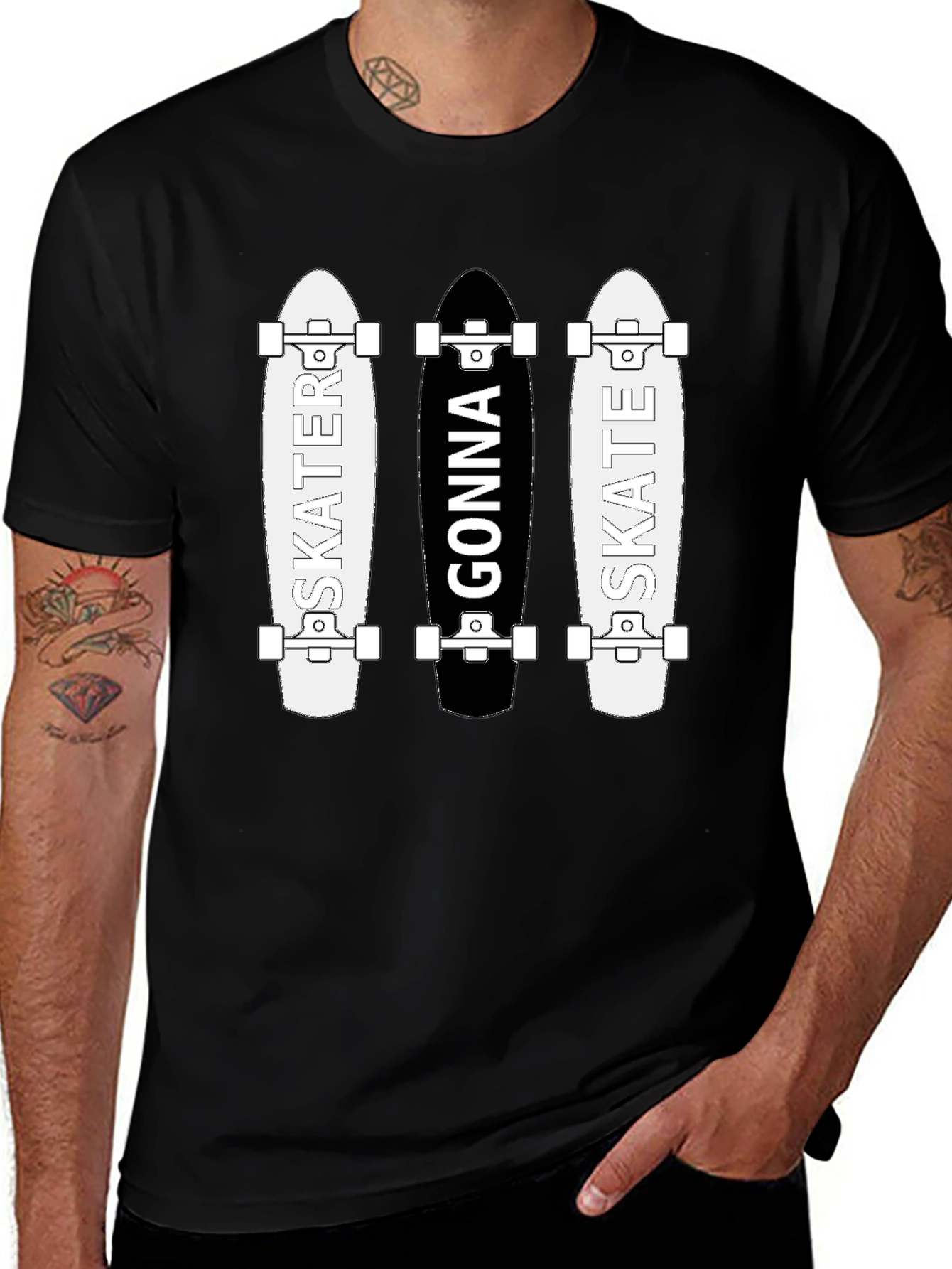 Skater Gonna Skate Graphic Tee - Black Cotton T-Shirt