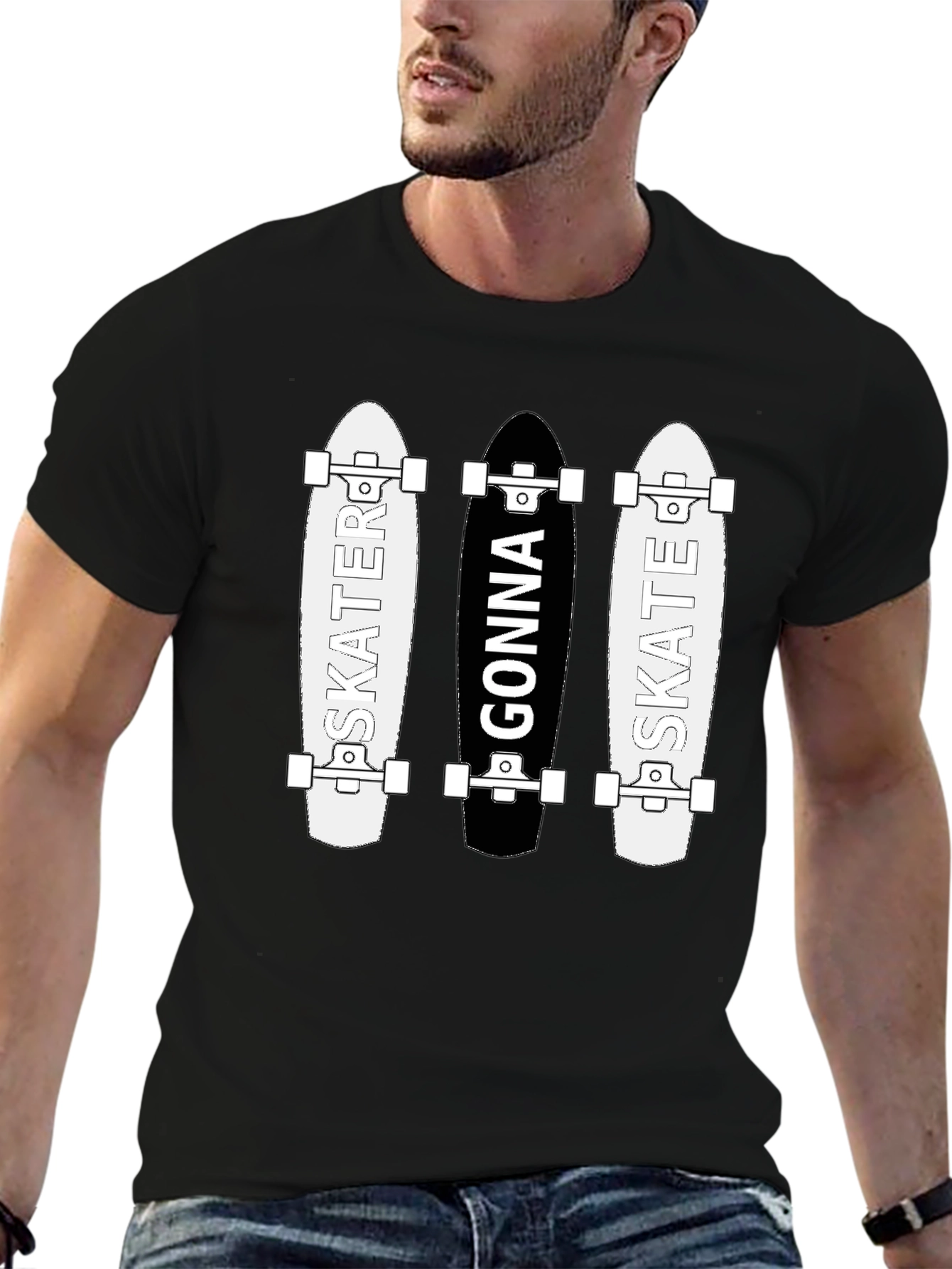 Skater Gonna Skate Graphic Tee - Black Cotton T-Shirt