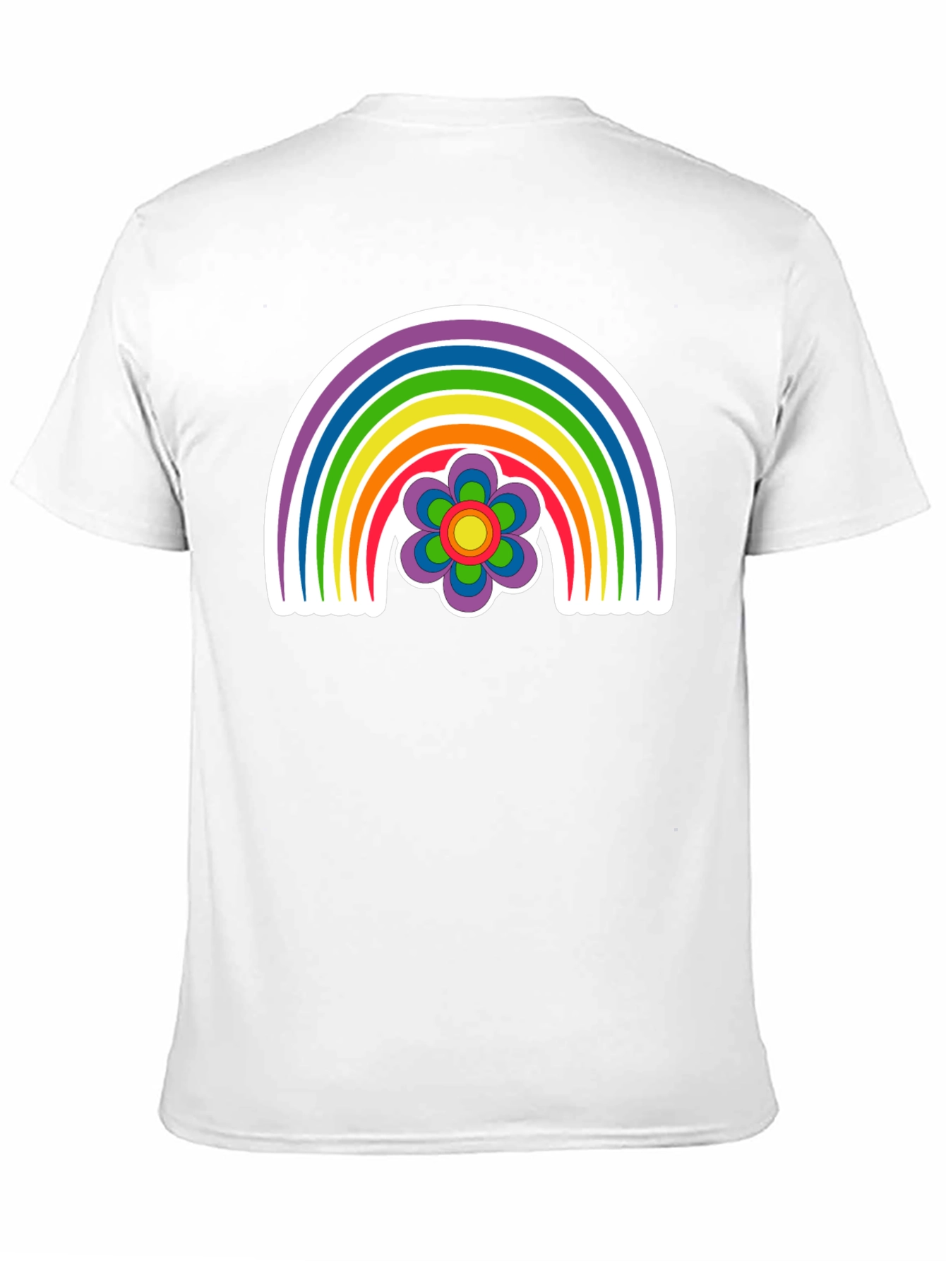 Retro Rainbow Flower Graphic Tee - Black