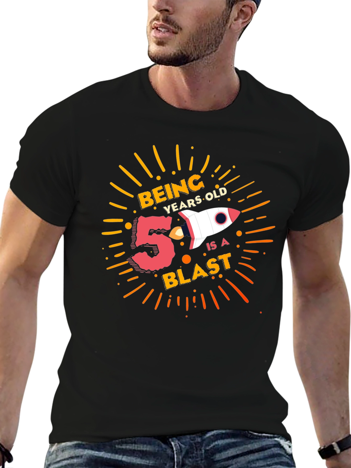 5 Year Old Birthday Blast Black T-Shirt