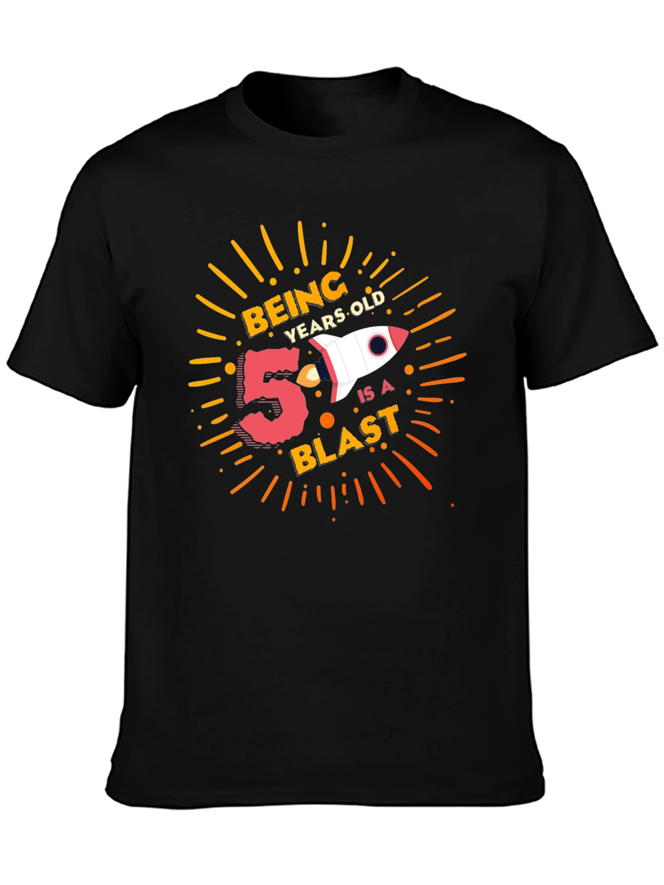5 Year Old Birthday Blast Black T-Shirt