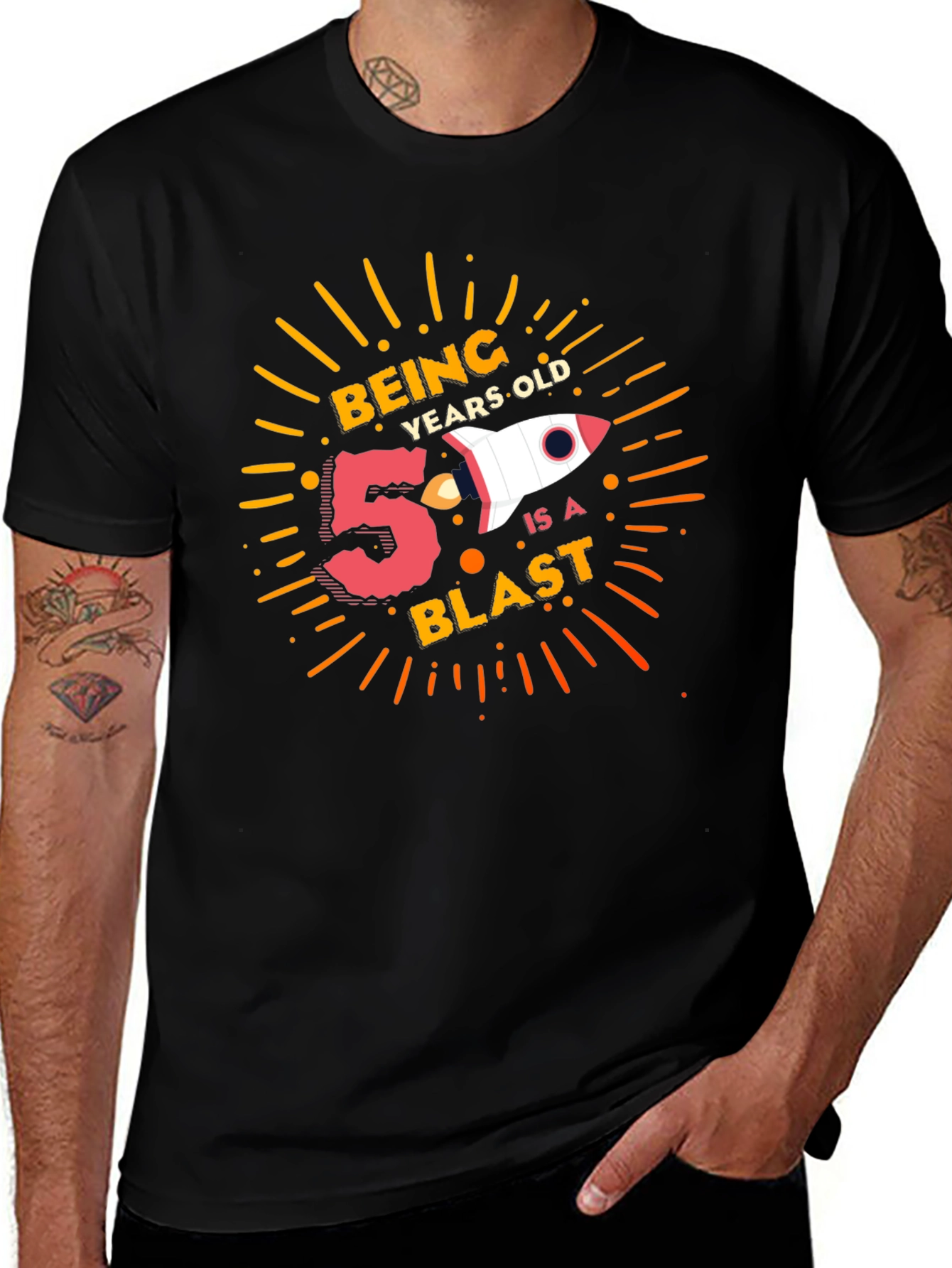 5 Year Old Birthday Blast Black T-Shirt
