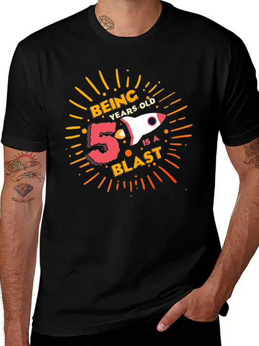 5 Year Old Birthday Blast Black T-Shirt