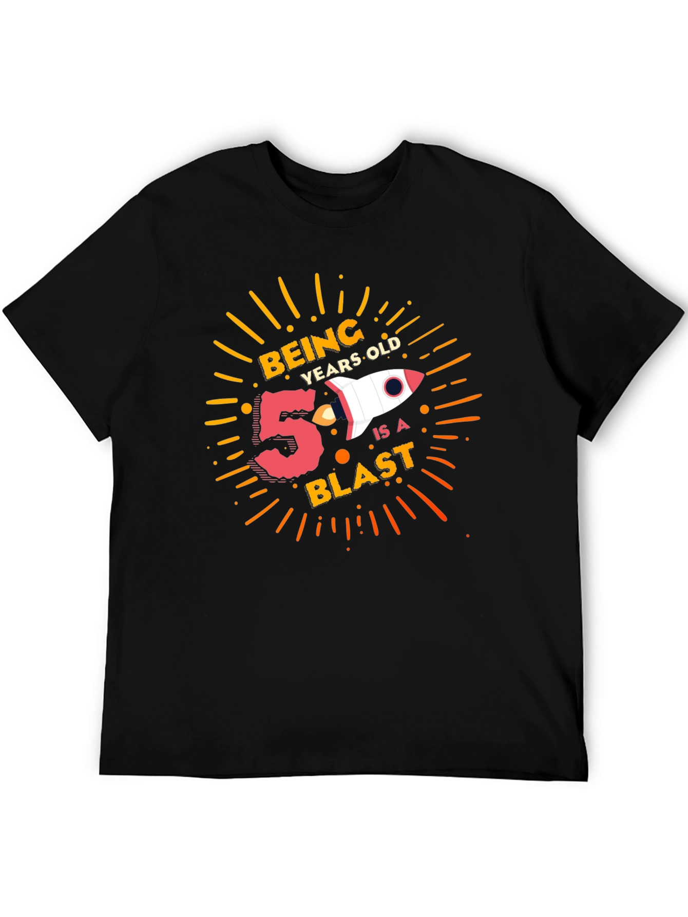5 Year Old Birthday Blast Black T-Shirt