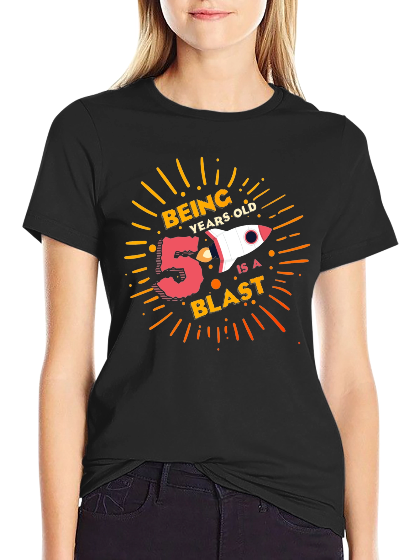5 Year Old Birthday Blast Black T-Shirt