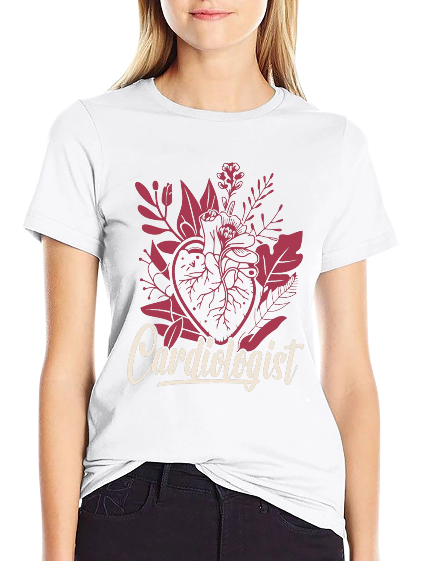 Cardiologist Heart Floral Graphic T-Shirt