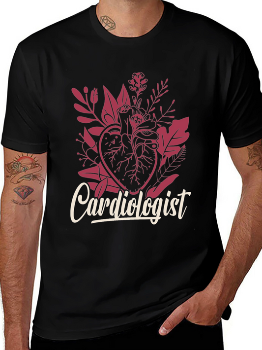 Cardiologist Heart Floral Graphic T-Shirt