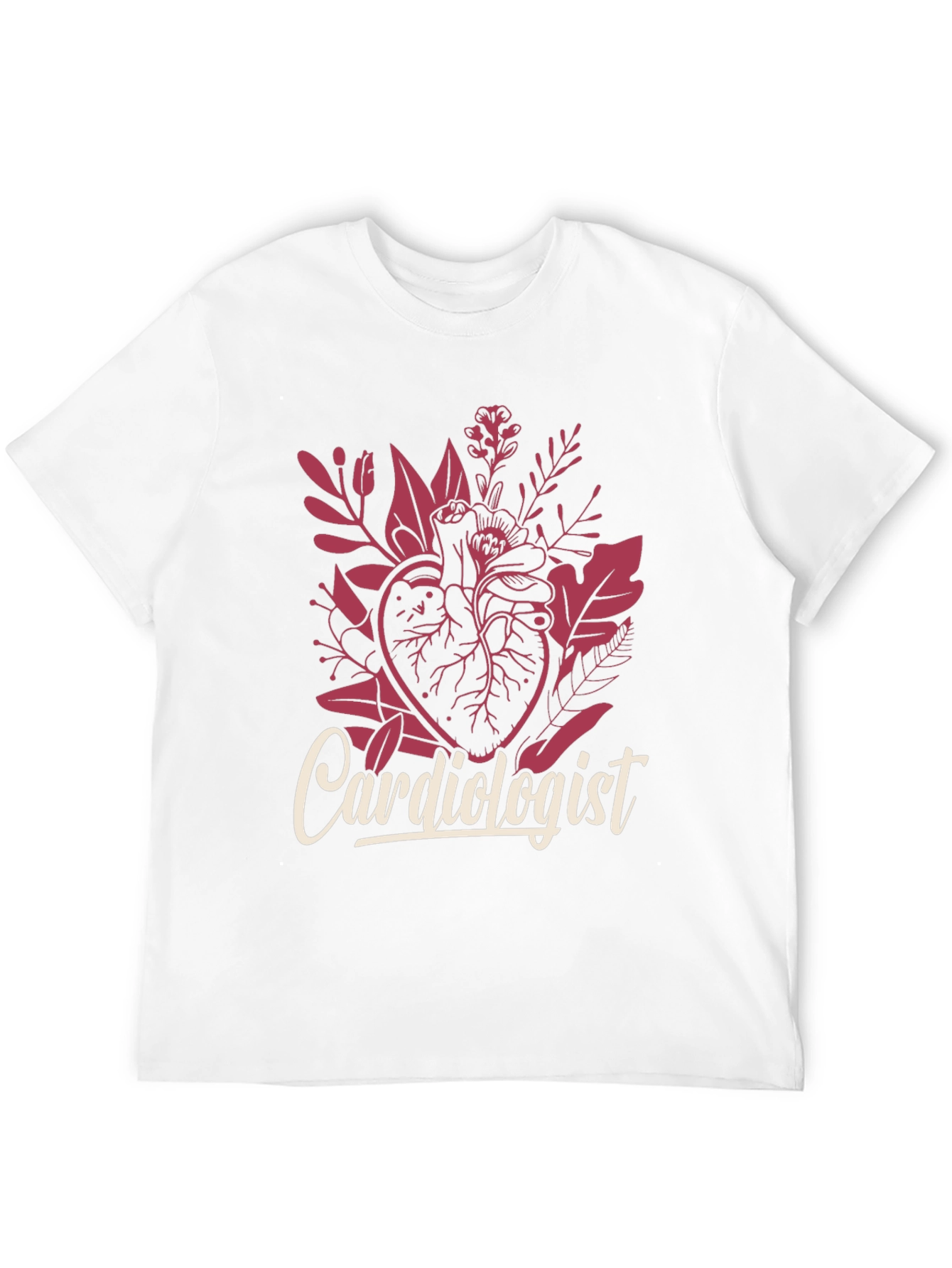 Cardiologist Heart Floral Graphic T-Shirt