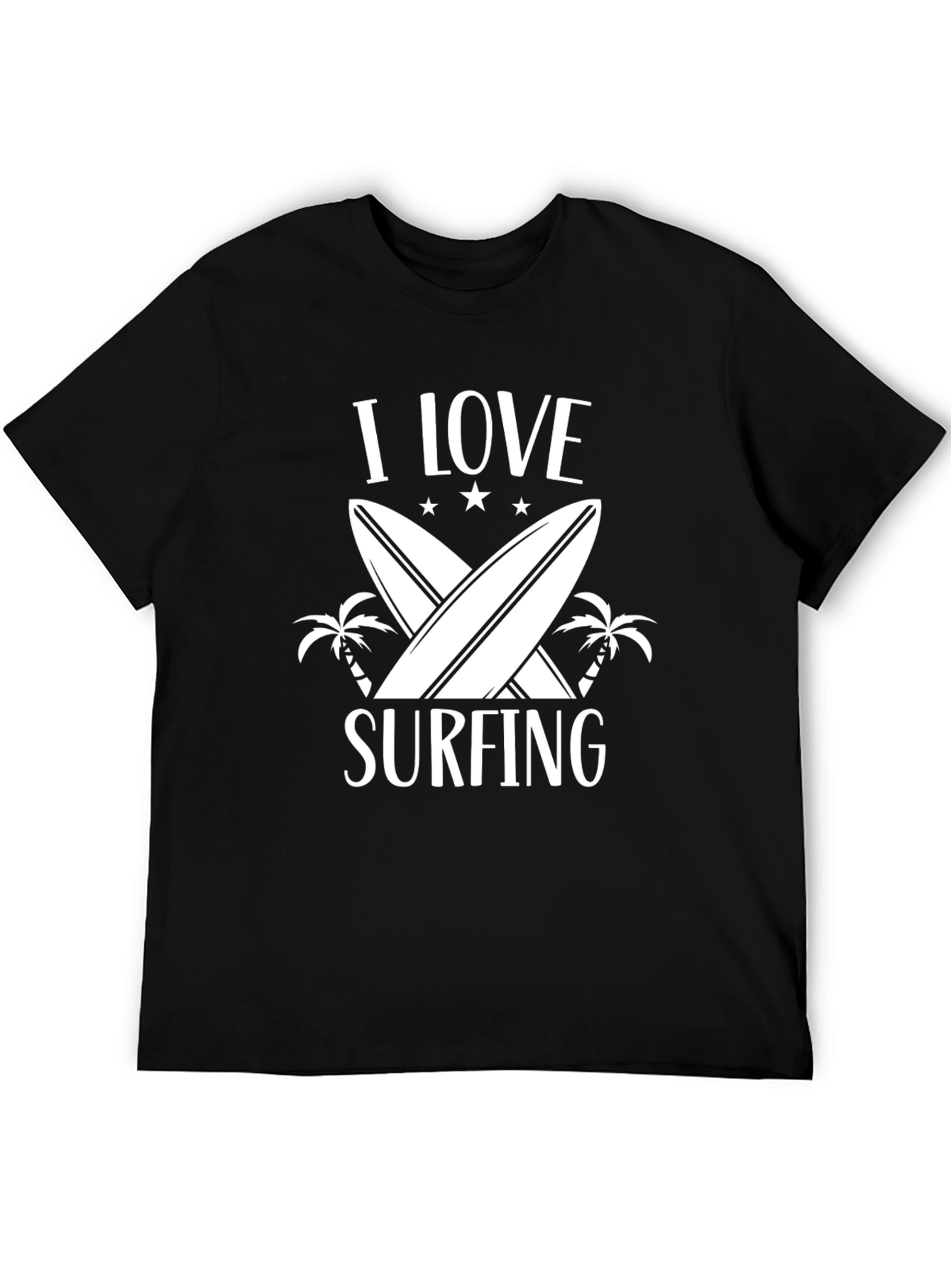 I Love Surfing Graphic T-Shirt - Black