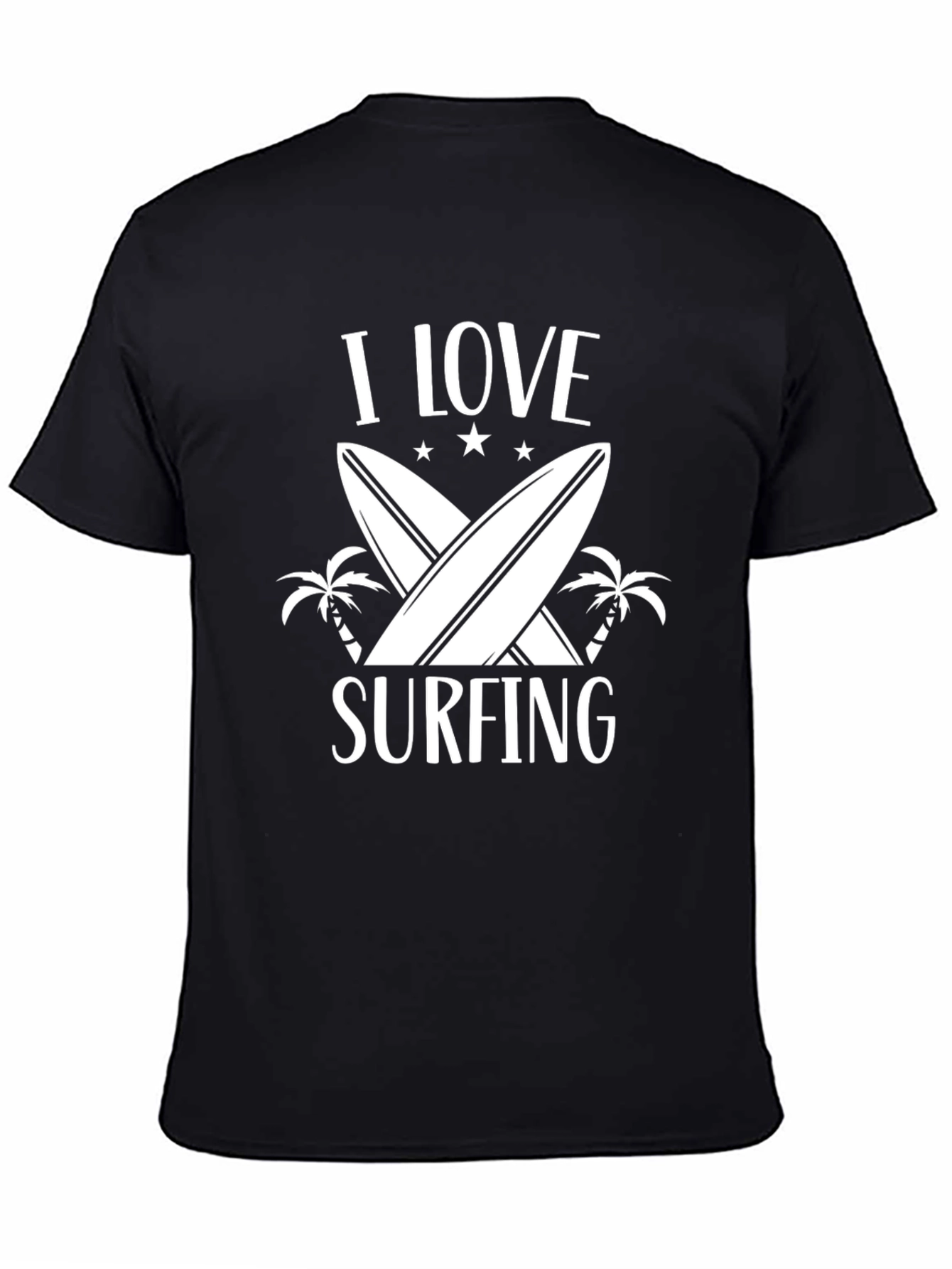 I Love Surfing Graphic T-Shirt - Black