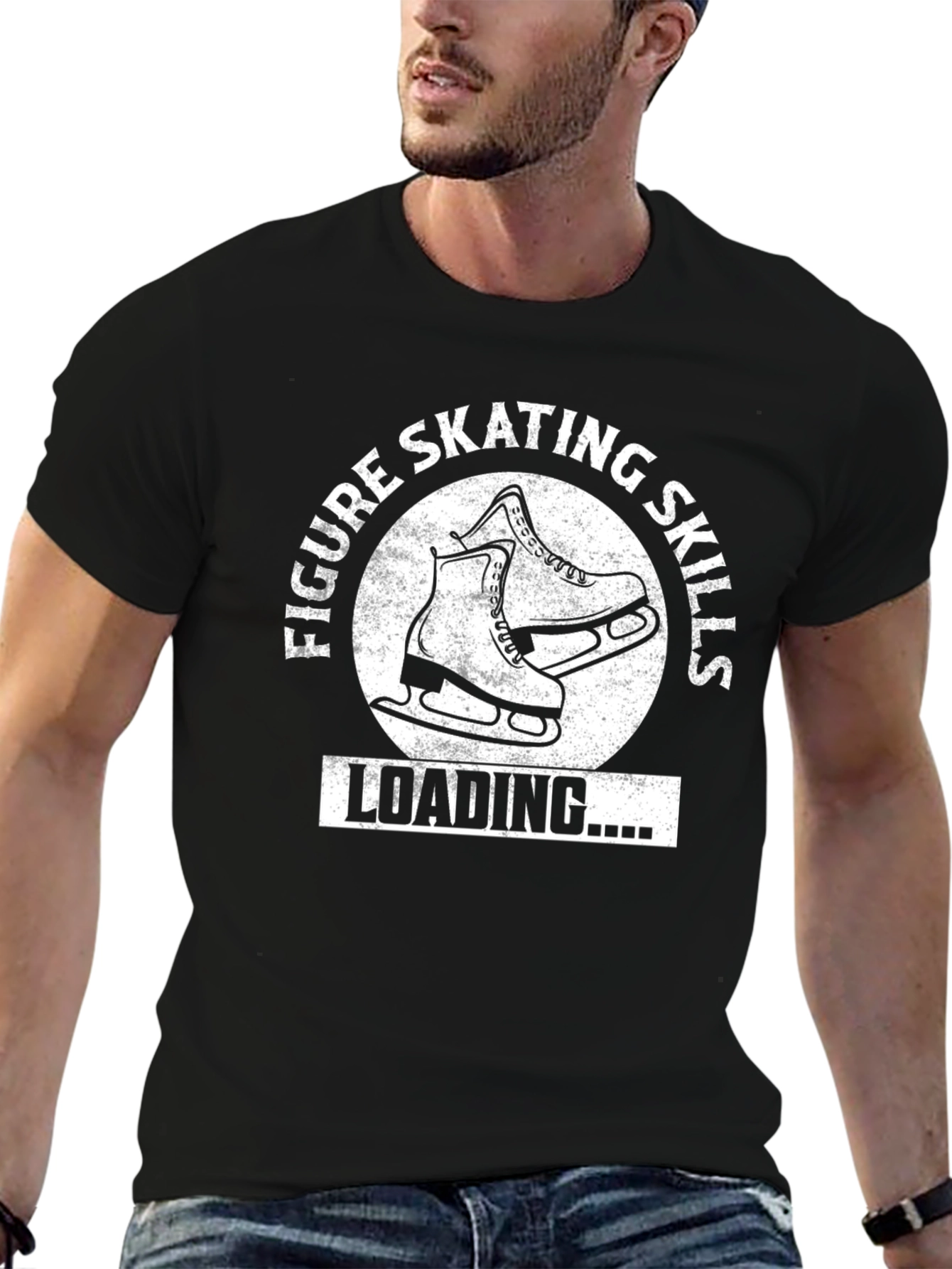 Figure Skating Skills Loading T-Shirt Black Cotton