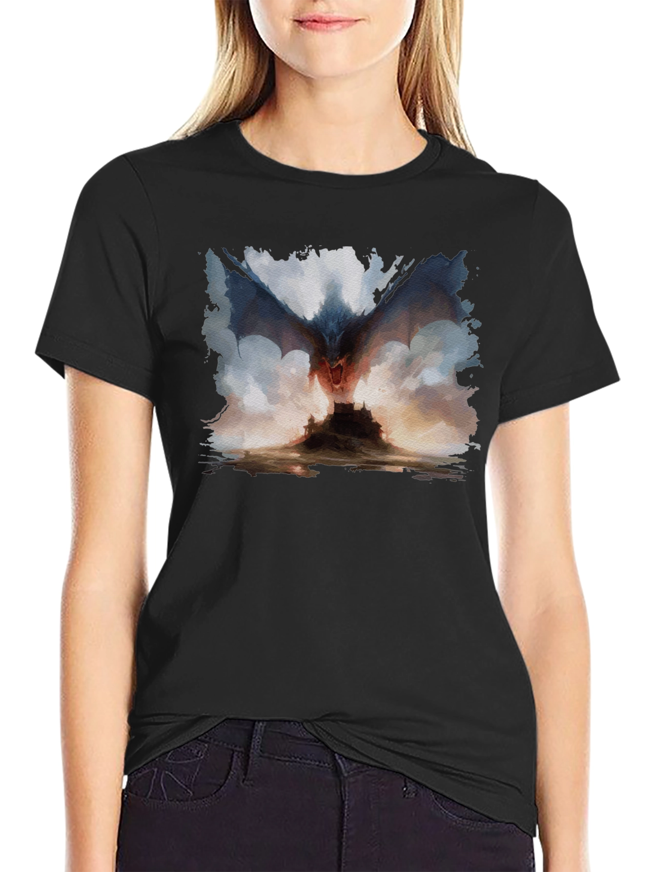 Dragon Castle Graphic Tee - Mens Black T-Shirt