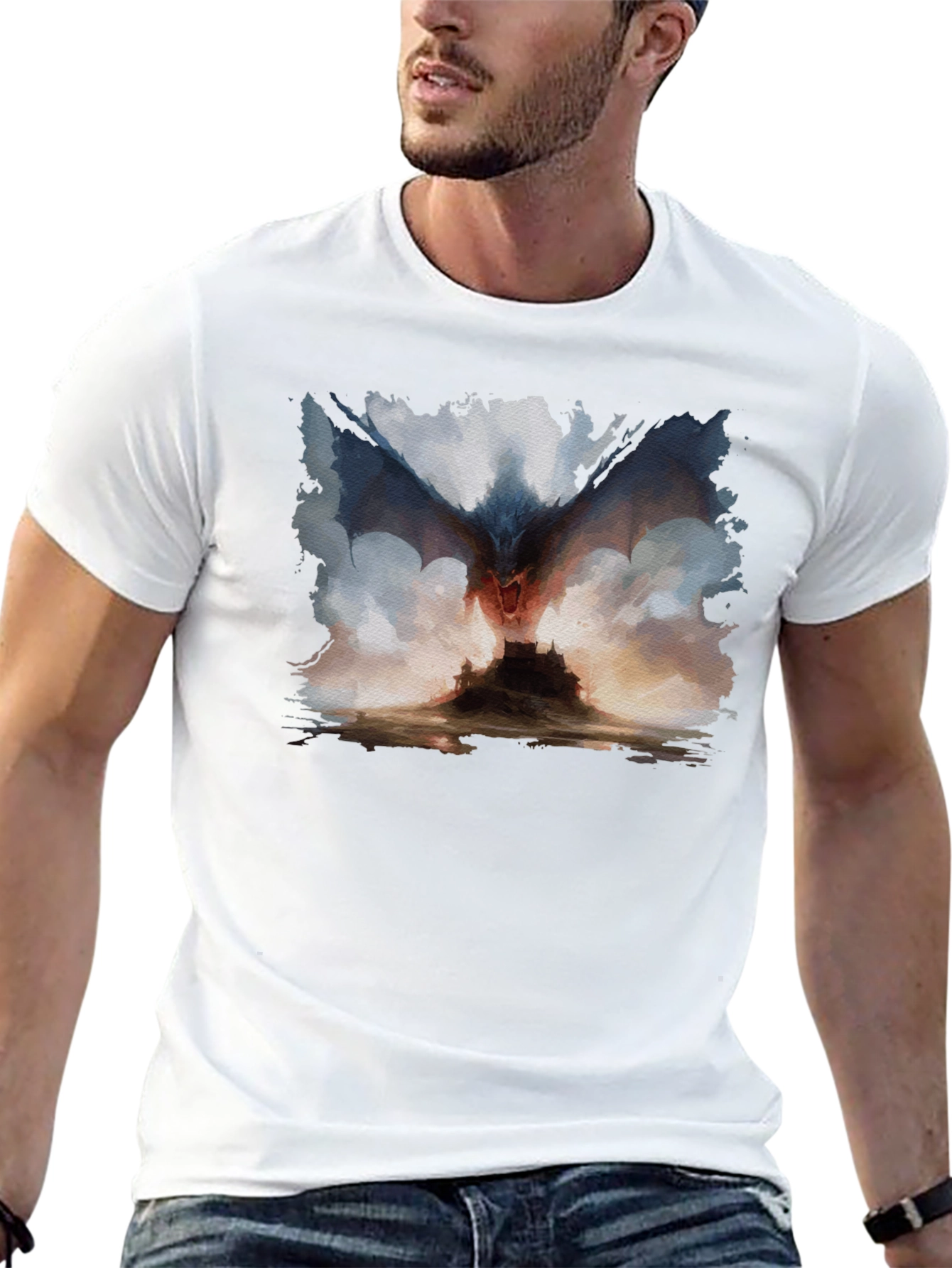Dragon Castle Graphic Tee - Mens Black T-Shirt