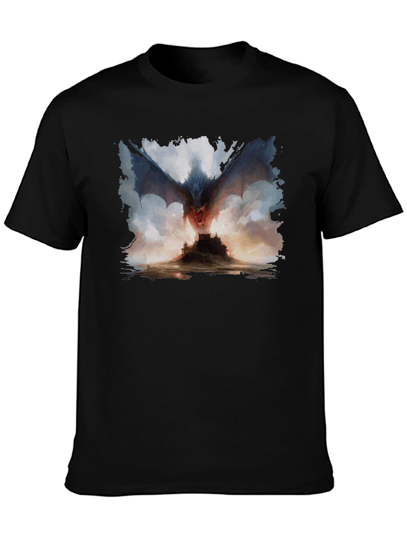 Dragon Castle Graphic Tee - Mens Black T-Shirt