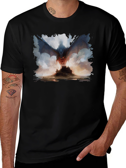 Dragon Castle Graphic Tee - Mens Black T-Shirt