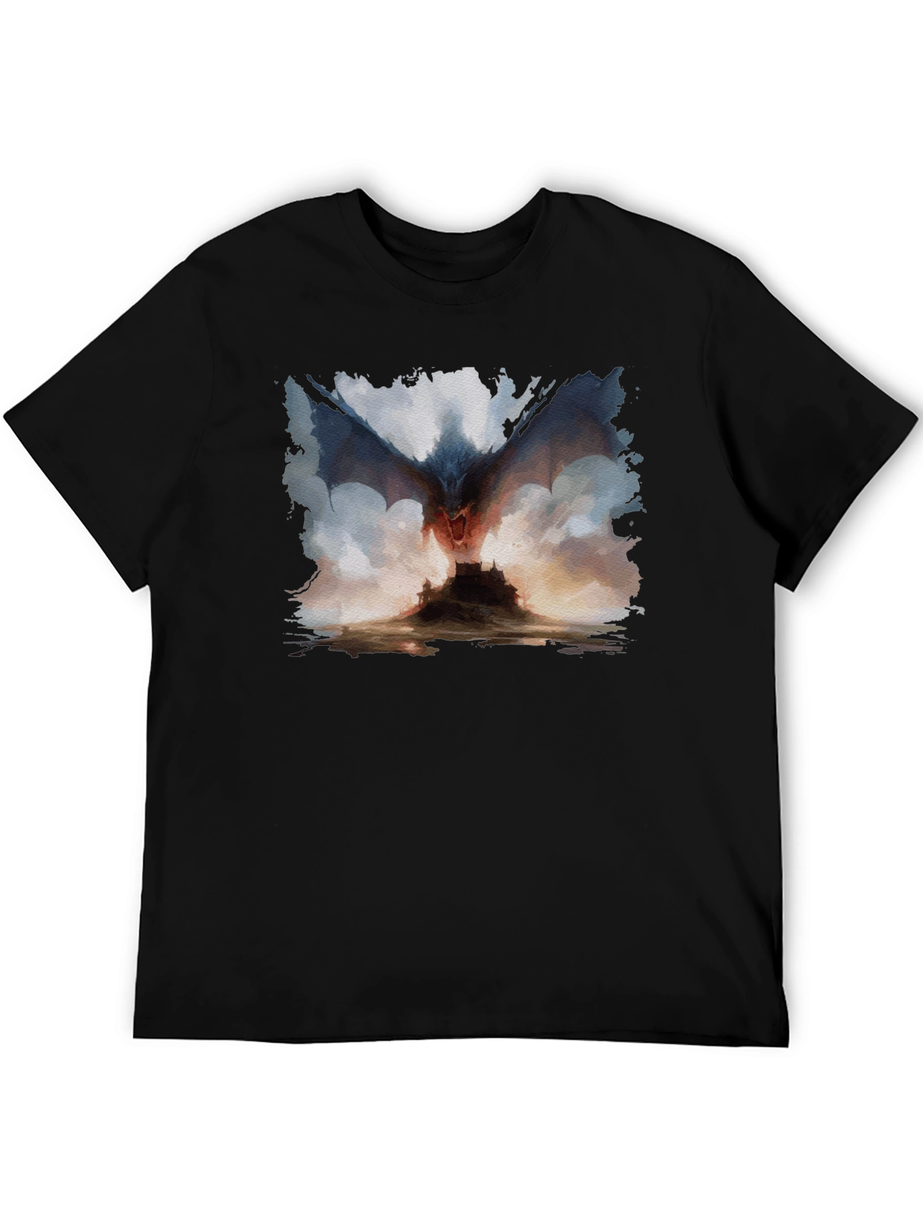 Dragon Castle Graphic Tee - Mens Black T-Shirt