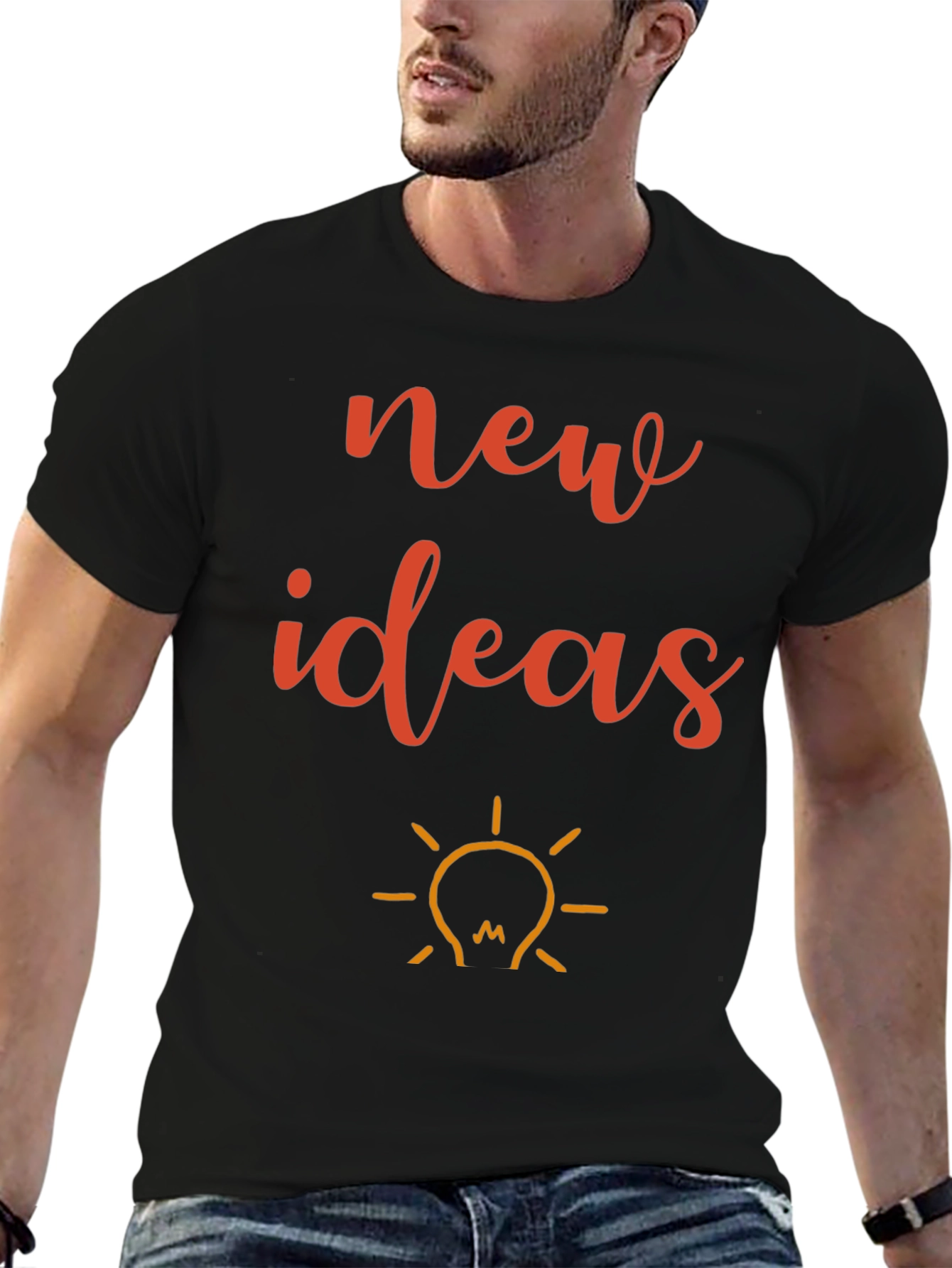 New Ideas Graphic Tee - Black Cotton T-Shirt
