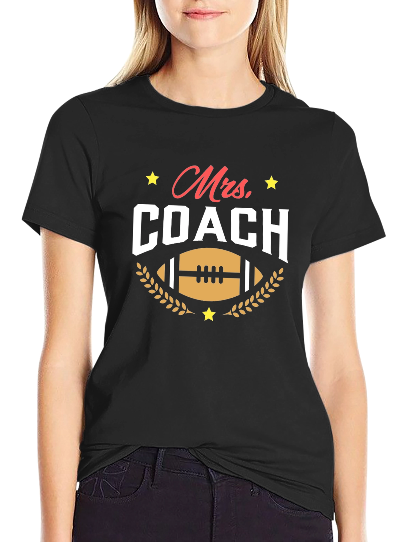 Mrs. Coach Football Graphic T-Shirt