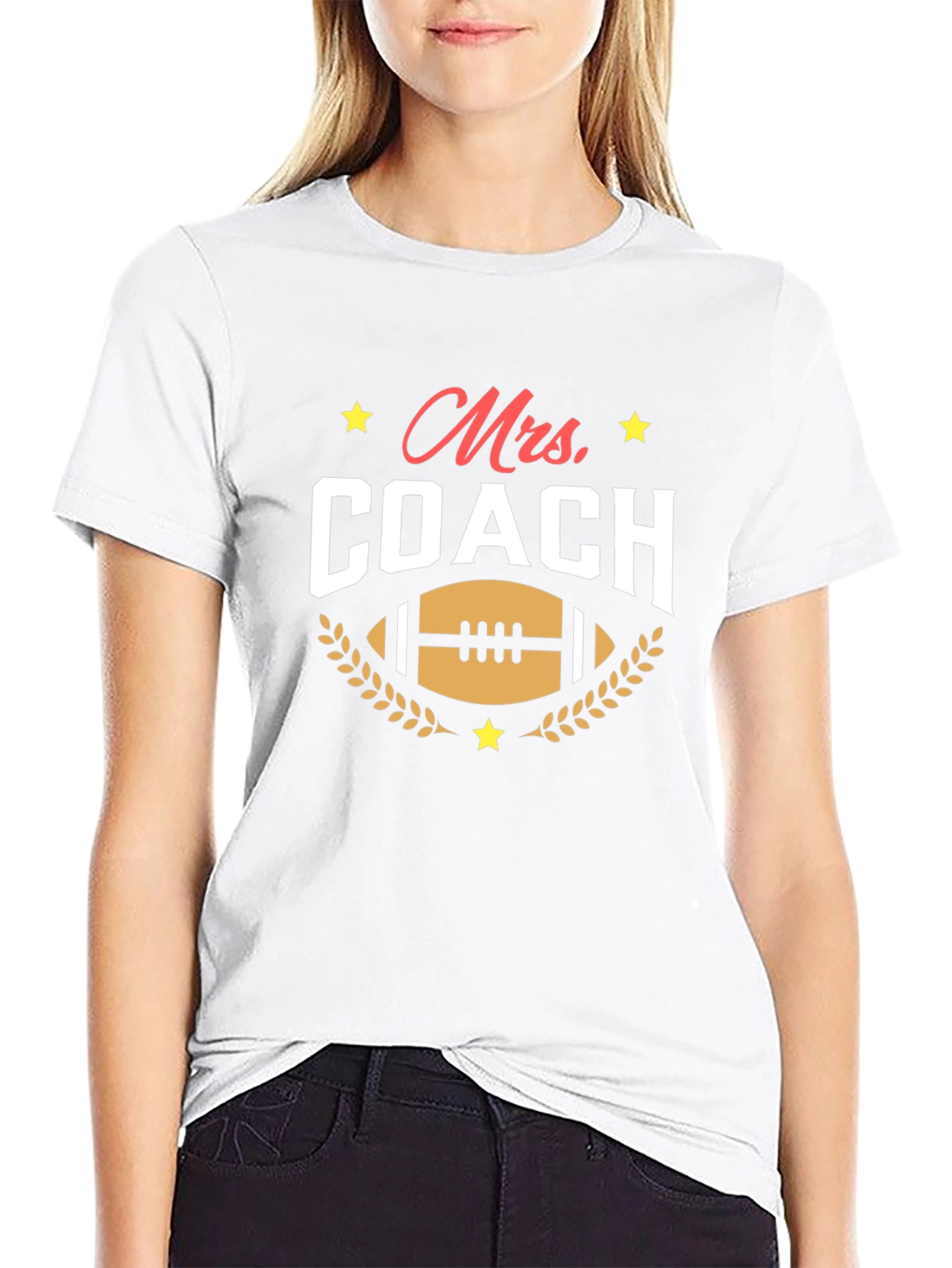 Mrs. Coach Football Graphic T-Shirt