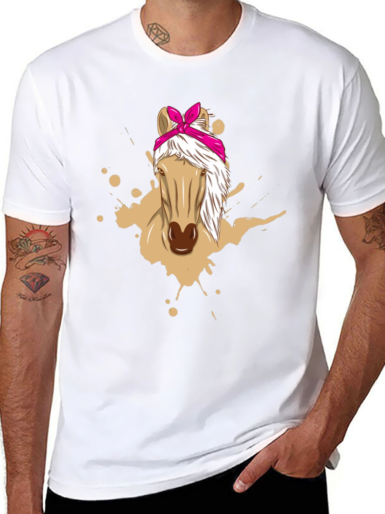 Horse Bandana Graphic Tee - Mens Black T-Shirt