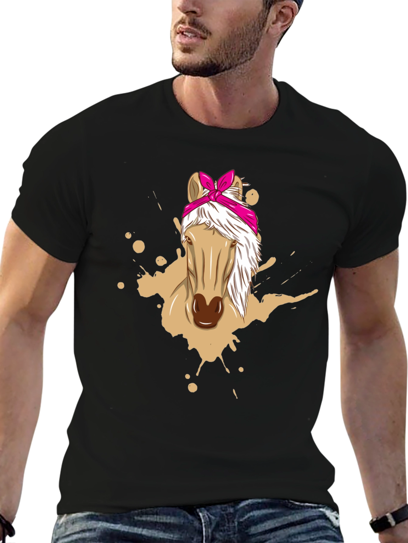 Horse Bandana Graphic Tee - Mens Black T-Shirt
