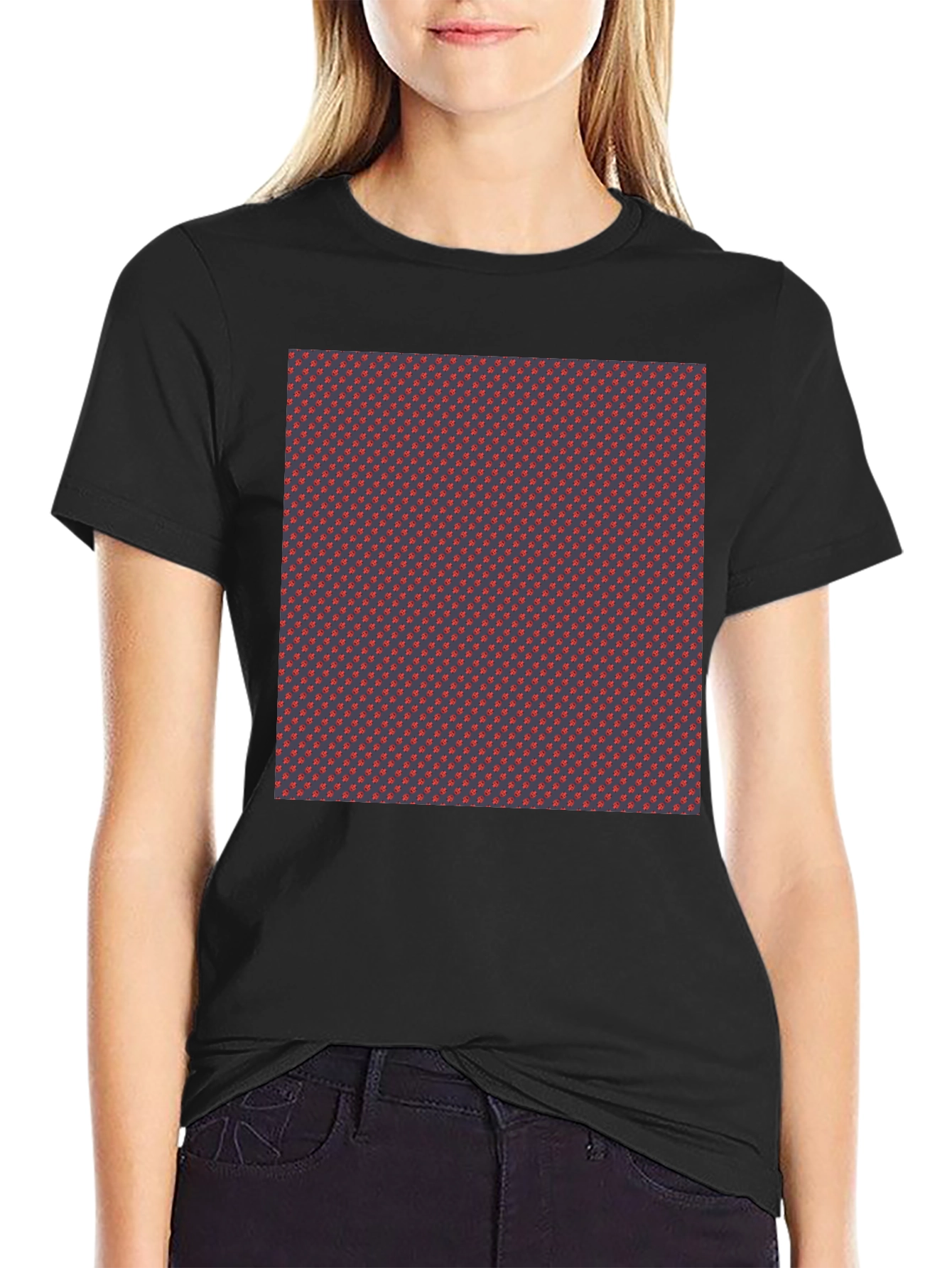 Patterned Crew Neck T-Shirt - Casual Style