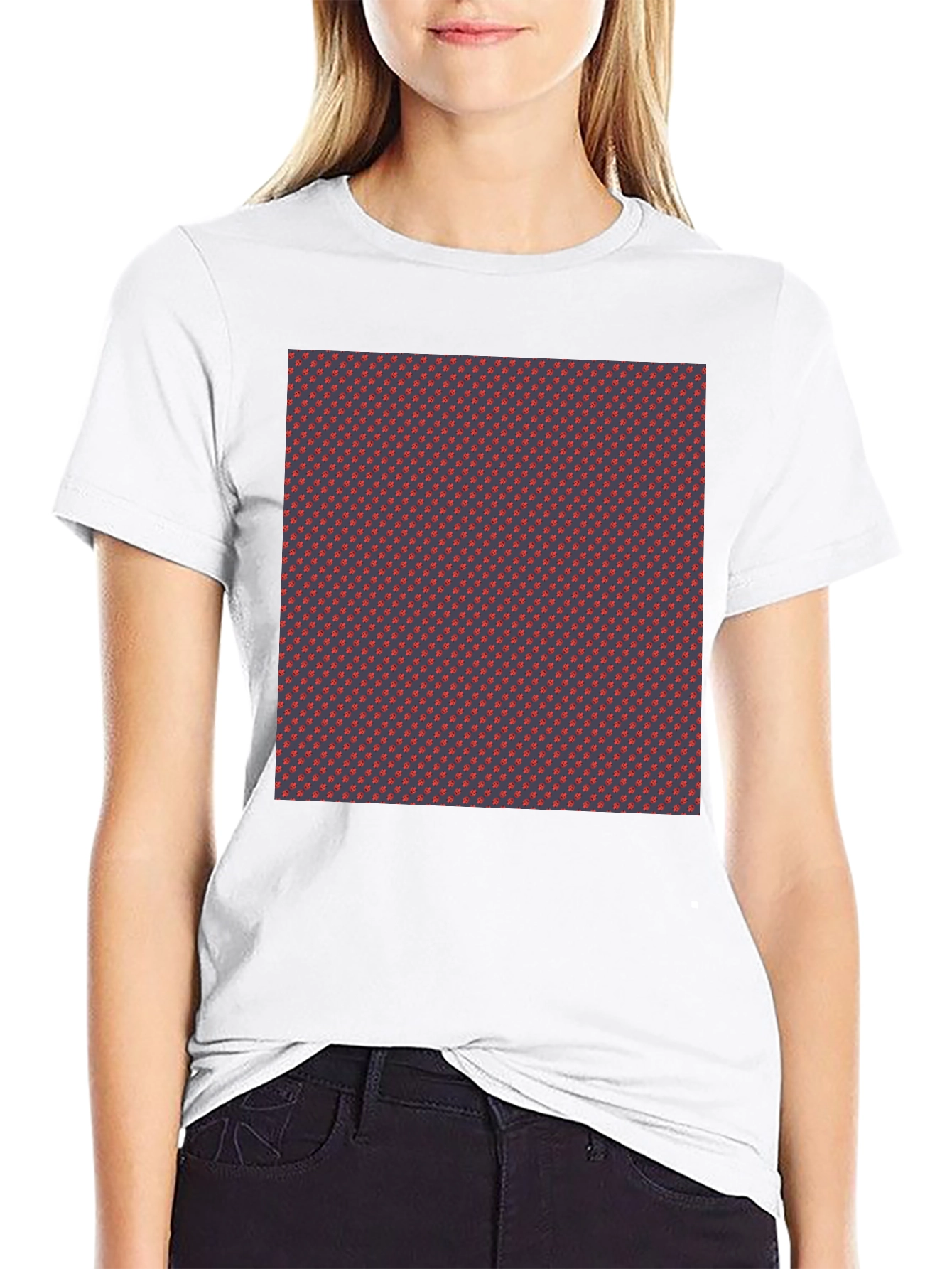 Patterned Crew Neck T-Shirt - Casual Style
