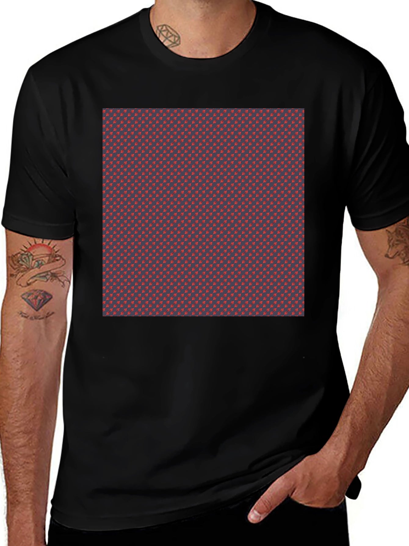 Patterned Crew Neck T-Shirt - Casual Style
