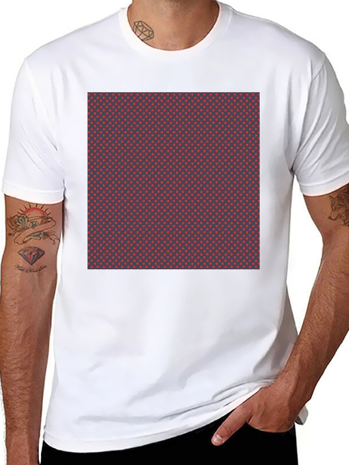 Patterned Crew Neck T-Shirt - Casual Style