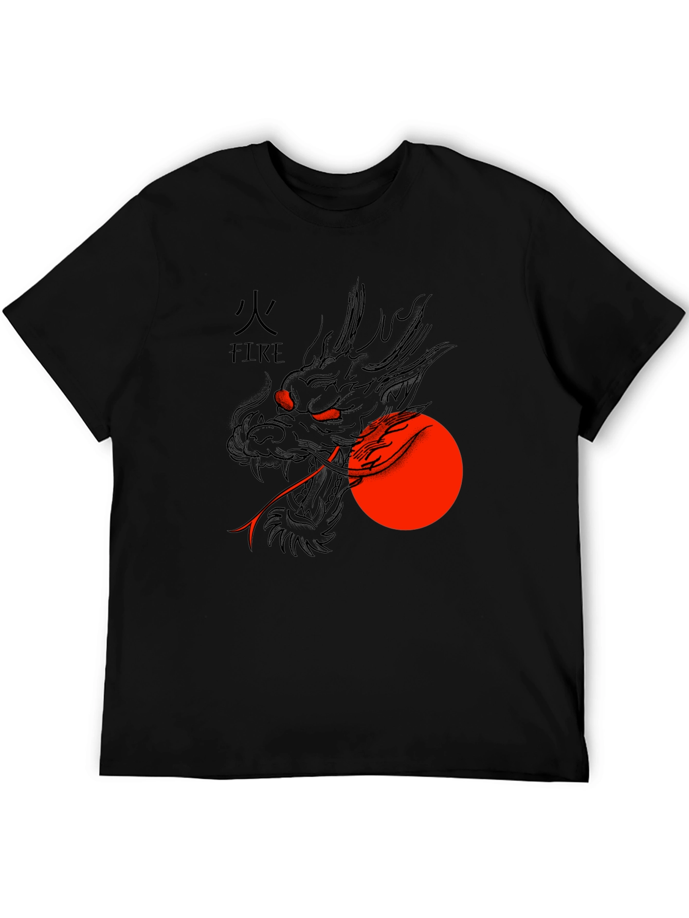 Dragon Fire Graphic Tee - Black Cotton Blend