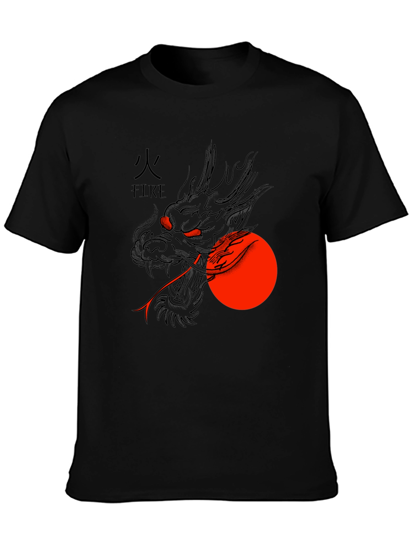 Dragon Fire Graphic Tee - Black Cotton Blend