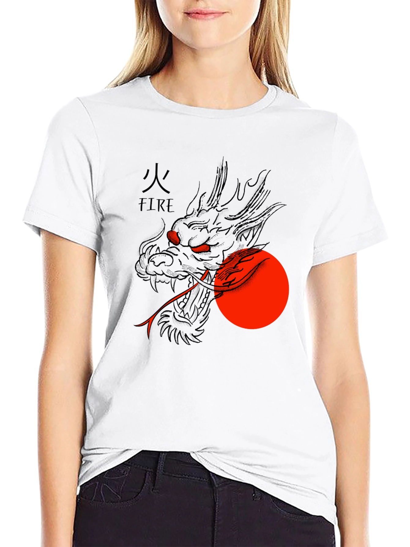 Dragon Fire Graphic Tee - Black Cotton Blend