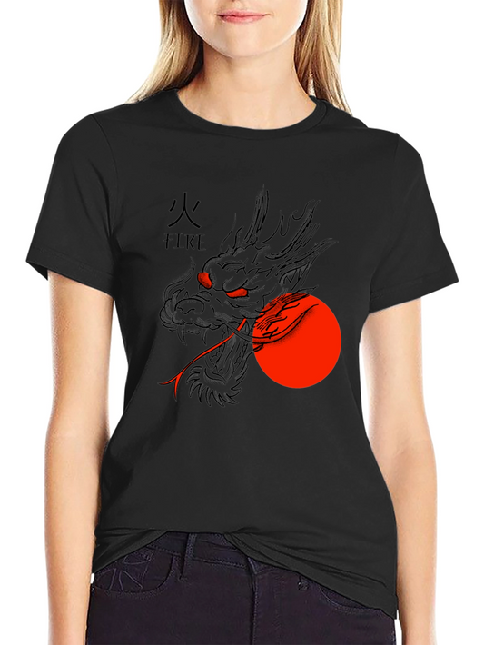 Dragon Fire Graphic Tee - Black Cotton Blend