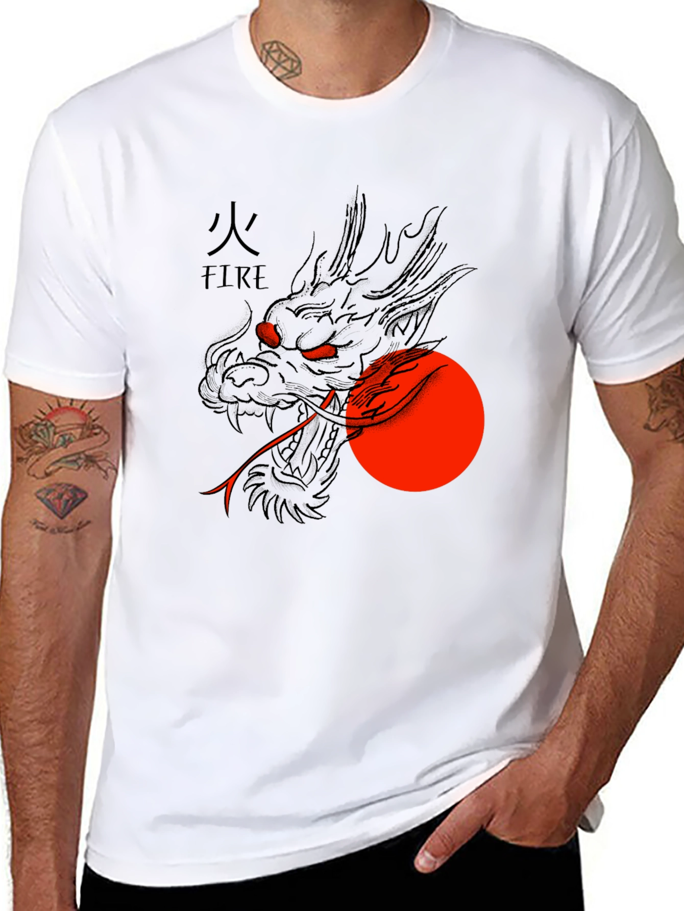Dragon Fire Graphic Tee - Black Cotton Blend