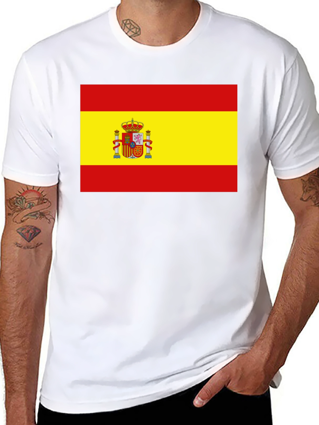 Spain Flag T-Shirt - Black Cotton Tee