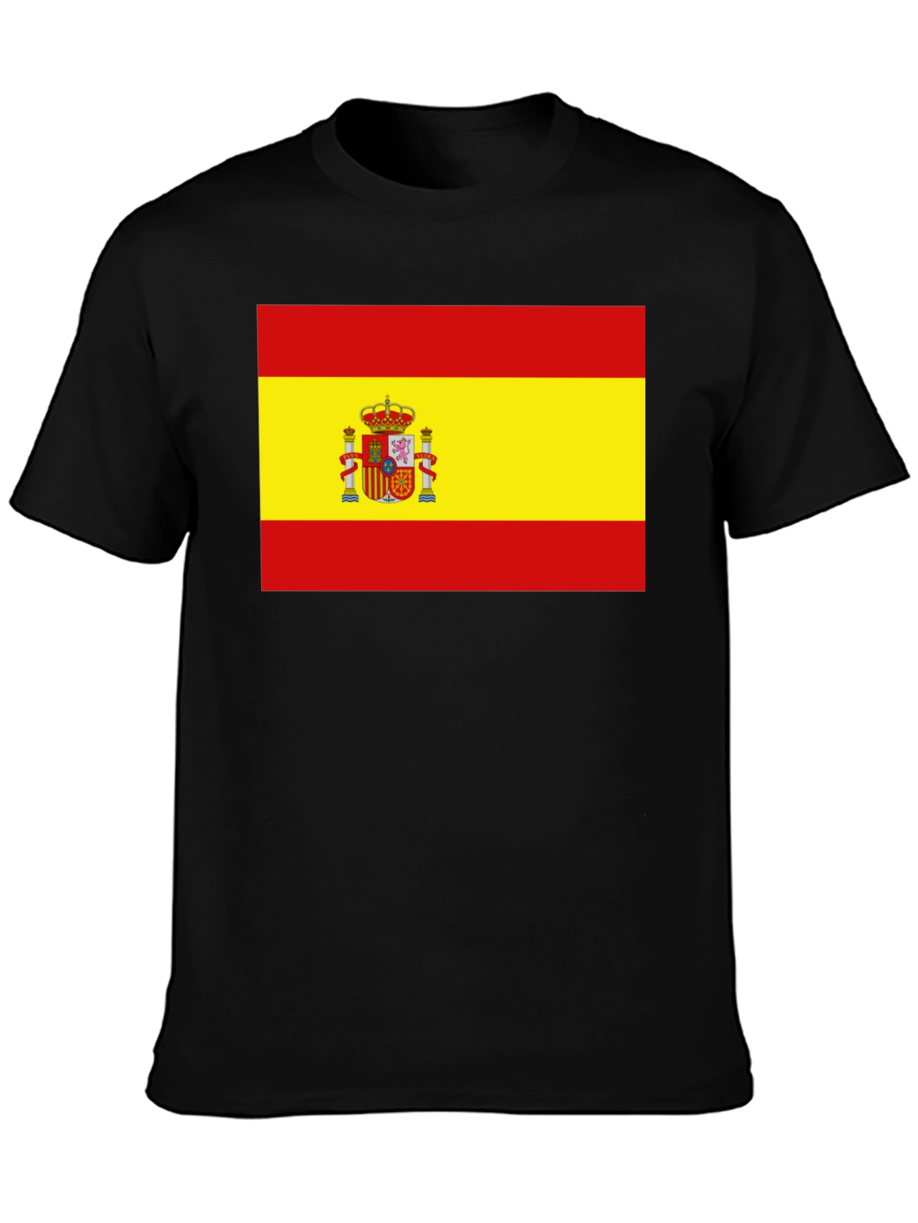 Spain Flag T-Shirt - Black Cotton Tee