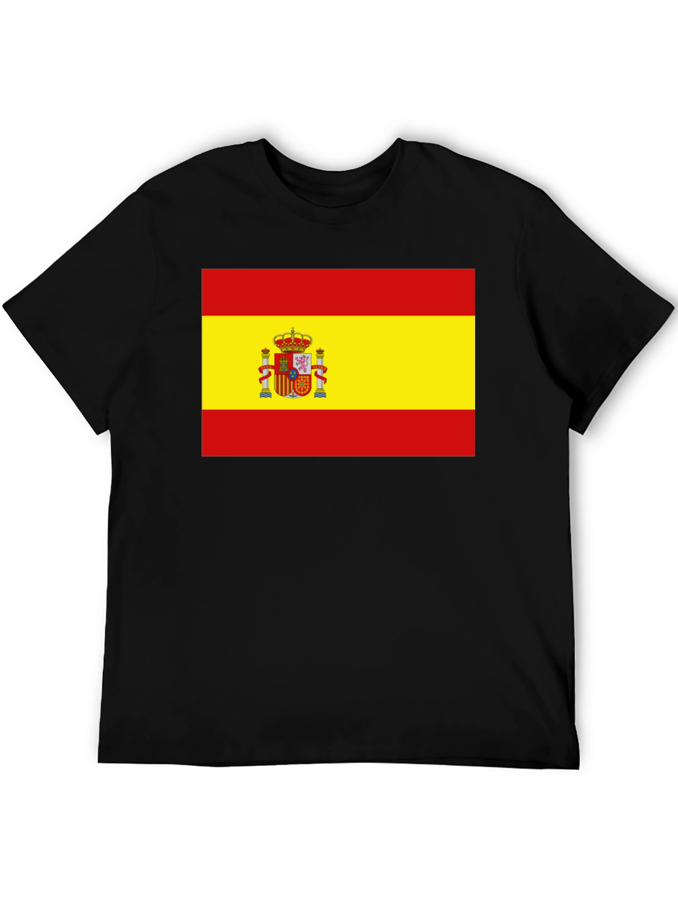 Spain Flag T-Shirt - Black Cotton Tee