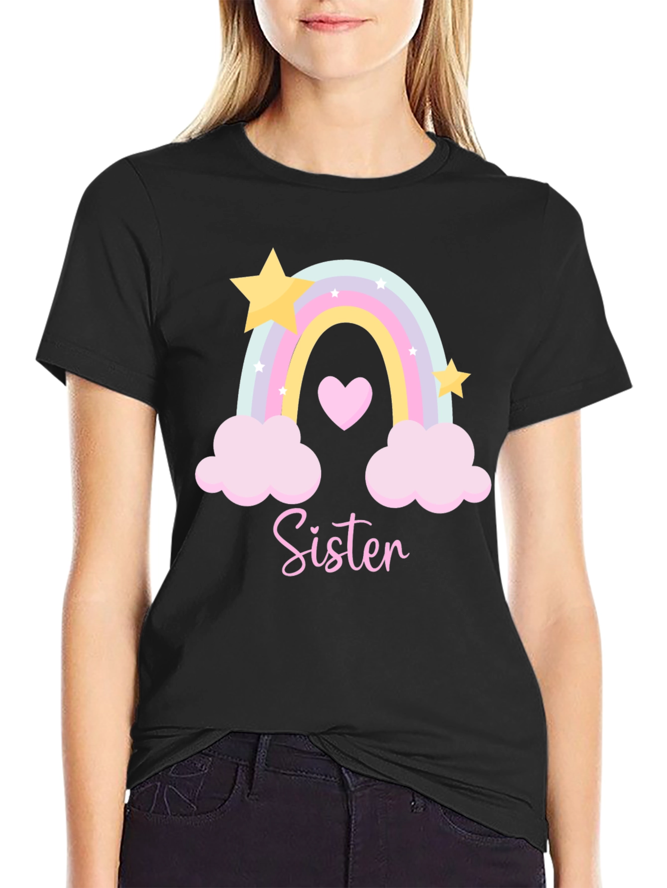 Sister Rainbow Graphic Tee - Cute Matching Family Shirt