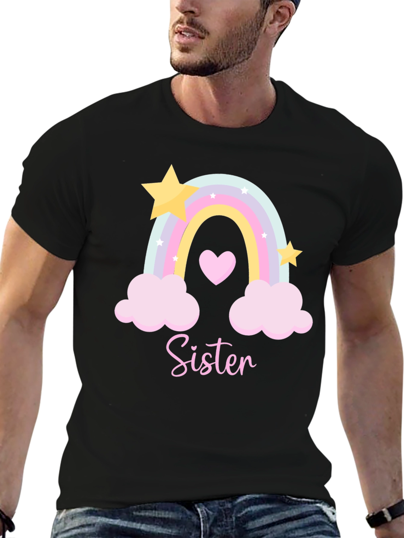 Sister Rainbow Graphic Tee - Cute Matching Family Shirt