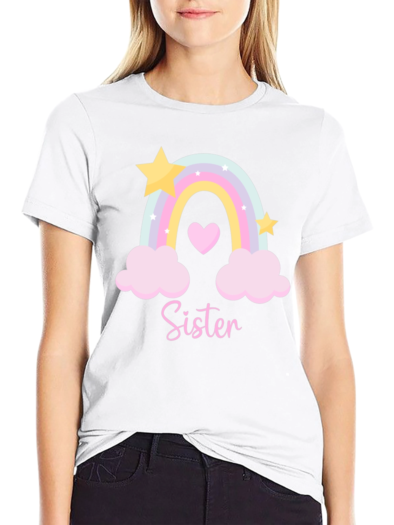 Sister Rainbow Graphic Tee - Cute Matching Family Shirt