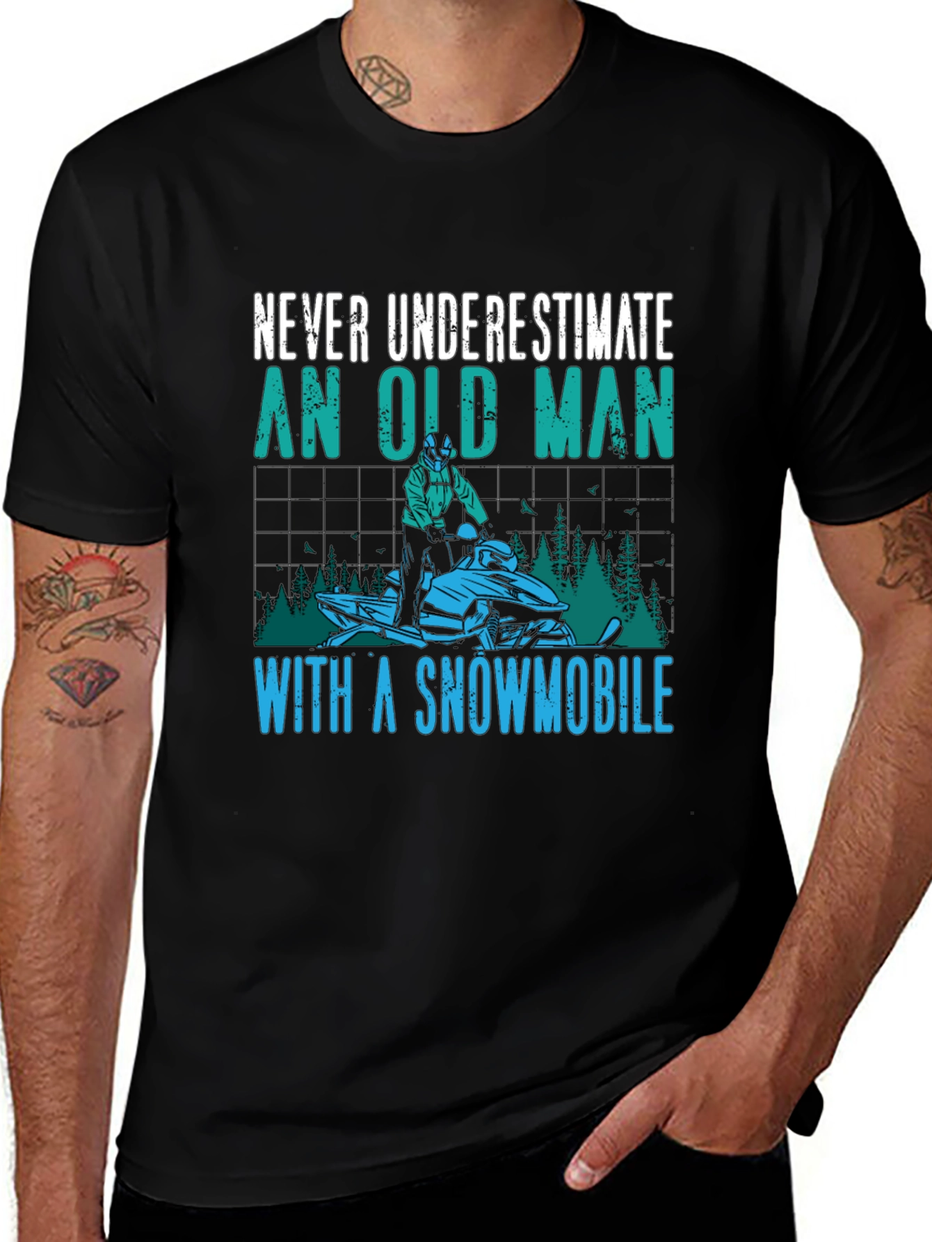 Never Underestimate an Old Man Snowmobile T-Shirt